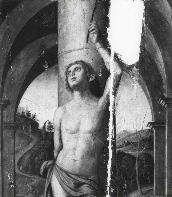 Musei Civici agli Eremitani di Padova, Gabinetto fotografico — Palmezzano Marco - sec. XV/ XVI - San Sebastiano alla colonna — particolare